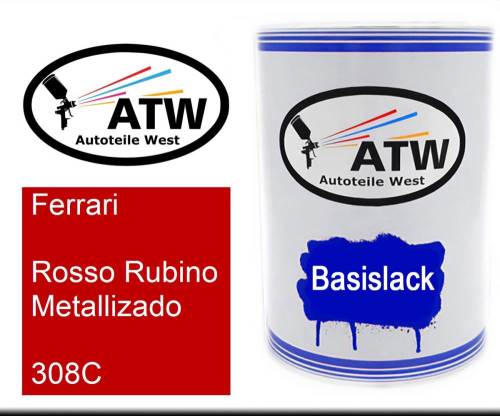 Ferrari, Rosso Rubino Metallizado, 308C: 500ml Lackdose, von ATW Autoteile West.